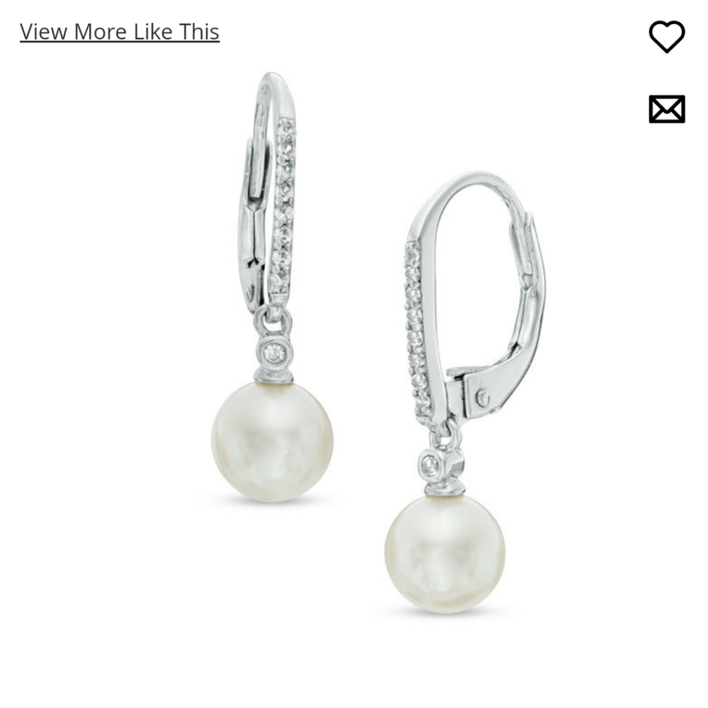 6.5-7.0mm Cultured Freshwater Pearl and White Sapphire earrings